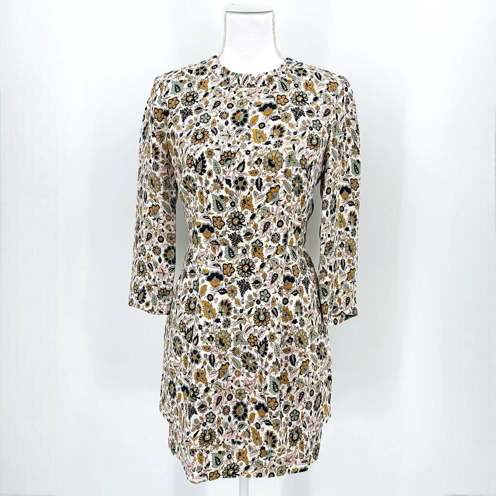 A.L.C. Womens Dress Size 4 Tordi Floral Paisley Silk 3/4 Sleeve Tiered Mini
